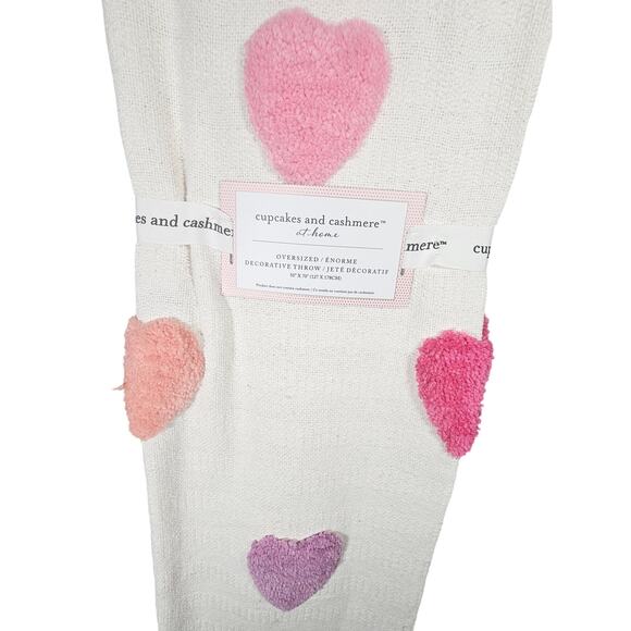 Cupcakes and Cashmere Pastel Candy Heart Tufted Throw Blanket 50 x 70 - Picture 4 of 6